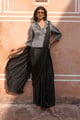 Black Sari Drape Skirt Black color