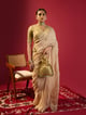 Beige Floral Jaal Saree with Stripe Tissue Blouse Beige color
