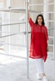 Ruby Swirl Bandhani Tunic Red color