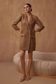 Metallic Tweed Blazer Dress Gold color