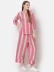 Red Stripe Embroidered Coord Set Red color