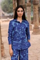 Denim Printed Shirt Indigo color