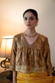 Dilnaz Choli Blouse in Gold Tissue Antique Gold color