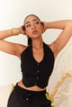 Black Linen Vest Black color