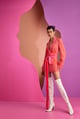 Boyfriend Blazer in Tessera Felt Red color