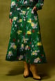 Emerald Bloom Flared Skirt Green color