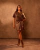 Mocha Faux Leather Wrap Mini Skirt Brown color