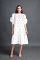 Long Dress with Embroidery White color
