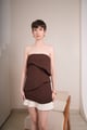 Cocoa Longline Top Brown color
