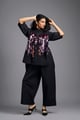 Oversized Sequin Shirt With Wide-Leg Pants Black color