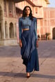 Denim Sari Drape Skirt Indigo color