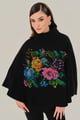 Cross Stitch Embroidered Cape Black color