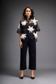Floral Appliqu� High-Low Sheer Top with Tube & Pants Black & White color