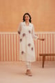 Off White Sheer Chanderi Shirt Kurta Set with Lace Panels - Omi Clothing - Image 1