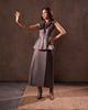 Grey Faux Leather Long Drape Skirt Grey color