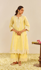 Sumaiya - A-Line Kurta with Palazzo Lemon Yellow color