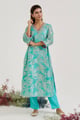 Aqua Dori Jacquard Kurta with Narrow Pants Green color