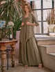 Olivia Jumpsuit with Embroidered Cape Olive color