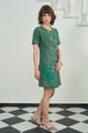 Tweed Wrap Dress Green color