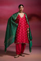 Zubeidaa Sindoori Red Brocade Chanderi Kurta Set Sindoori Red color