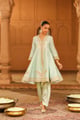 Fajr - Short Anarkali with Chooridaar and Dupatta Misty Green color