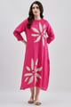 Fuschia Beige Cutwork Emb Dress Fuschia color