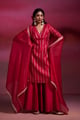 Jodha Sindoori Red Brocade Chanderi Straight Kurta Set Sindoori Red color