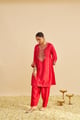 Kayra - Short Gathered Chauga with Salwar Red color