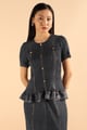 Black Button-Front Peplum Top and Maxi Skirt Co-ord Set - Pleats by Aruni - Image 1