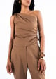 Linen Asymmetric Top Brown color