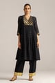 Black Zari Woven Mul-Chanderi Festive Co-Ord Set Black color