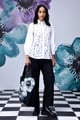 Women Cutout Embroidery Relax Fit Shirt- White White color