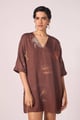 Stad Brown Zodiac Print Shift Dress Brown color