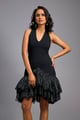 Black Halter Neck Cocktail Dress Black color