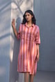 The Kissa Dress Pink Orange Stripe color