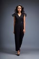 Jumpsuit with Tulle Shoulders and Neon Belt Black color
