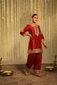 Mehak - Short Kurta with Salwar and Dupatta Deep Red color