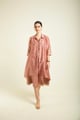 Almond Pink Chanderi Jacket Dress Set - Arcvsh Pallavi Singh - Image 1