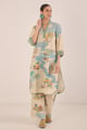 Cream Scenic Print Cotton Kurta and Wide-Leg Pants Set - SHIVANI BHARGAVA - Image 1