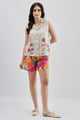 Fuschia Turq Printed Shorts Fuschia color