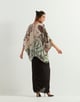 Saaya Printed Poncho Top with Black Skirt Multicolor color