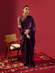 Deep Purple Keri Jaal Saree with Stripe Blouse Purple color