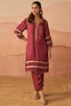 Red Leheriya Bandhani Suit with Potli Maroon color