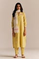 Popcorn Yellow Embroidered Kurta Set Popcorn Yellow color