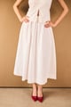 White A-Line Midi Skirt with Pockets White color