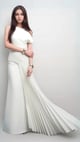 Ivory Pleated Drape Dress White color
