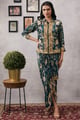 Mehr Printed Drape Dress with Jacket Green color