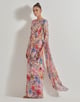 Multicolor Petal Prism Printed Saree Set Pink/Blue color