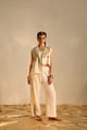 Long and Short Foil Blazer Set Off White color