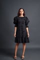 Hand Embroidered Cutwork Dress Black color